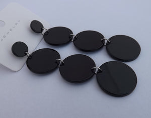 Black Round Acrylic Drop Earrings