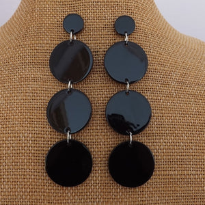 Black Round Acrylic Drop Earrings