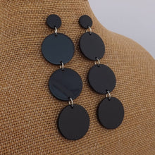 Load image into Gallery viewer, Black Round Acrylic Drop Earrings
