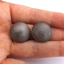 Load image into Gallery viewer, Black &amp; Silver Round Clip on Earrings
