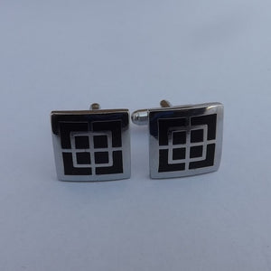 Black & Silver Tone Square Cuff links