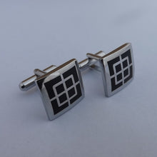 Load image into Gallery viewer, Black &amp; Silver Tone Square Cuff links
