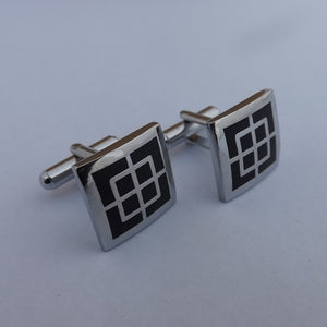 Black & Silver Tone Square Cuff links