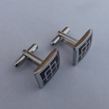 Load image into Gallery viewer, Black &amp; Silver Tone Square Cuff links
