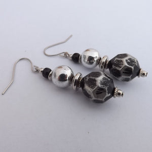 Black & Silver Handmade Bead Earrings