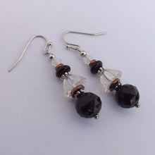 Load image into Gallery viewer, Black, Synthetic Opal &amp; Bronze Handmade Bead Earrings

