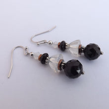 Load image into Gallery viewer, Black, Synthetic Opal &amp; Bronze Handmade Bead Earrings
