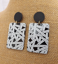 Load image into Gallery viewer, Black &amp; White Acrylic Rectangle Earrings
