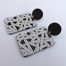 Load image into Gallery viewer, Black &amp; White Acrylic Rectangle Earrings
