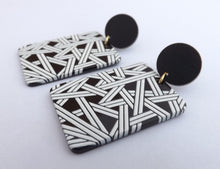 Load image into Gallery viewer, Black &amp; White Acrylic Rectangle Earrings
