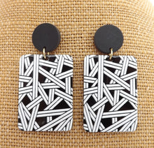 Load image into Gallery viewer, Black &amp; White Acrylic Rectangle Earrings
