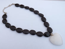 Load image into Gallery viewer, Black &amp; White Agate Bead &amp; Heart Necklace
