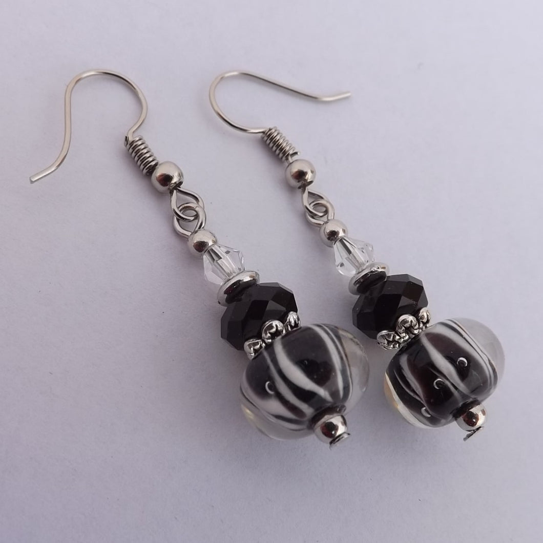 Black & White Handmade Bead Earrings