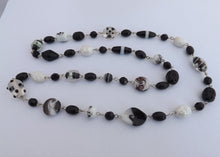 Load image into Gallery viewer, Black &amp; White Handmade Chain Link Bead Necklace
