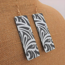 Load image into Gallery viewer, Black &amp; White Pattern Rectangle Acrylic Earrings
