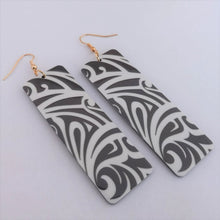 Load image into Gallery viewer, Black &amp; White Pattern Rectangle Acrylic Earrings
