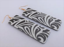 Load image into Gallery viewer, Black &amp; White Pattern Rectangle Acrylic Earrings
