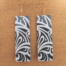 Load image into Gallery viewer, Black &amp; White Pattern Rectangle Acrylic Earrings
