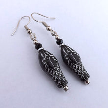 Load image into Gallery viewer, Black &amp; White Stone Bead Earrings
