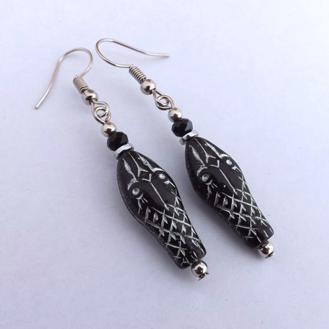 Black & White Stone Bead Earrings