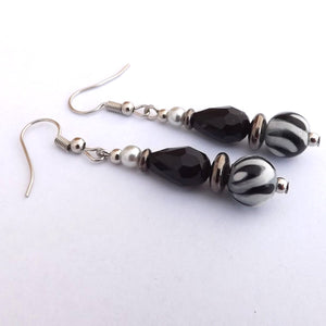 Black & White Handmade Bead Earrings