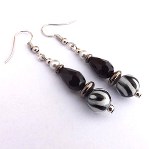 Black & White Handmade Bead Earrings