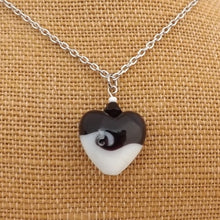 Load image into Gallery viewer, Wave Swirl Glass Heart Pendant Necklace (Purple or Black)
