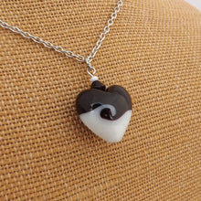 Load image into Gallery viewer, Wave Swirl Glass Heart Pendant Necklace (Purple or Black)
