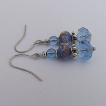 Load image into Gallery viewer, Blue Faceted Glass Bead Earrings
