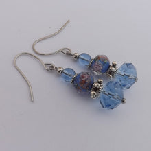 Load image into Gallery viewer, Blue Faceted Glass Bead Earrings
