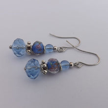 Load image into Gallery viewer, Blue Faceted Glass Bead Earrings
