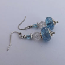 Load image into Gallery viewer, Blue Glittery Handmade Acrylic Bead Earrings
