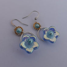 Load image into Gallery viewer, Blue Handmade Floral Bead Earrings
