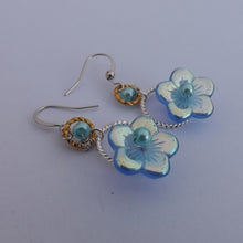 Load image into Gallery viewer, Blue Handmade Floral Bead Earrings
