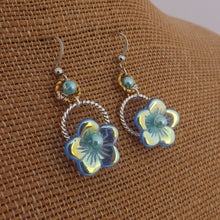 Load image into Gallery viewer, Blue Handmade Floral Bead Earrings
