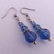 Load image into Gallery viewer, Blue Handmade Glass Bead Earrings
