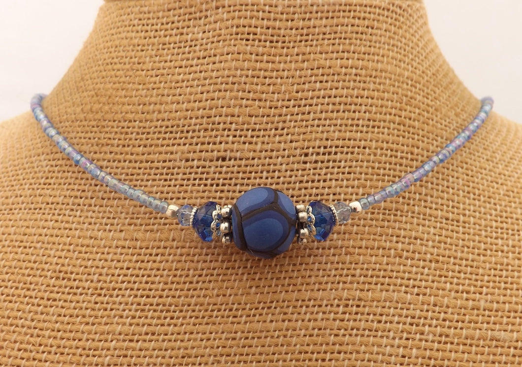 Blue Layered Kathryn Design Handmade Bead Necklace