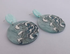 Blue Waves Acrylic Drop Earrings
