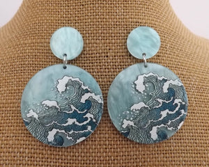 Blue Waves Acrylic Drop Earrings