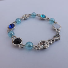 Load image into Gallery viewer, Blue, Black &amp; Silver Handmade Bead &amp; Faux Gemstone Bracelet
