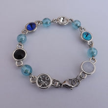 Load image into Gallery viewer, Blue, Black &amp; Silver Handmade Bead &amp; Faux Gemstone Bracelet
