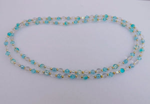 Blue, Clear & Gold Handmade Bead Necklace & Earrings Set