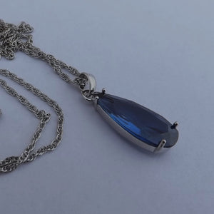 Blue Faceted Teardrop Pendant Necklace