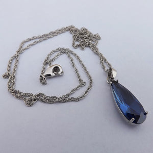 Blue Faceted Teardrop Pendant Necklace