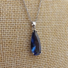 Load image into Gallery viewer, Blue Faceted Teardrop Pendant Necklace
