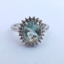 Load image into Gallery viewer, Blue, Faux Diamond &amp; Silver Tone Costume Ring (Size 6)
