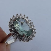Load image into Gallery viewer, Blue, Faux Diamond &amp; Silver Tone Costume Ring (Size 6)
