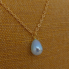 Load image into Gallery viewer, Glittery Acrylic Teardrop Pendant on Gold Tone Chain (Purple or Blue)
