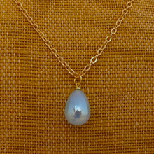 Load image into Gallery viewer, Glittery Acrylic Teardrop Pendant on Gold Tone Chain (Purple or Blue)
