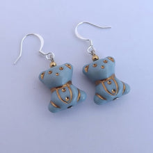 Load image into Gallery viewer, Blue &amp; Gold Bear Earrings
